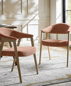 Elena Mid-Century Modern Upholstered Dining Chair with Solid Wood Legs,Set Of 2