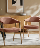 Elena Mid-Century Modern Upholstered Dining Chair with Solid Wood Legs,Set Of 2