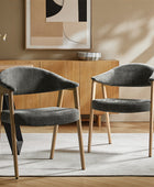 Elena Mid-Century Modern Upholstered Dining Chair with Solid Wood Legs,Set Of 2