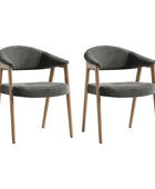 Elena Mid-Century Modern Upholstered Dining Chair with Solid Wood Legs,Set Of 2