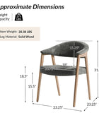 Elena Mid-Century Modern Upholstered Dining Chair with Solid Wood Legs,Set Of 2