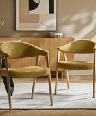 Elena Mid-Century Modern Upholstered Dining Chair with Solid Wood Legs,Set Of 2