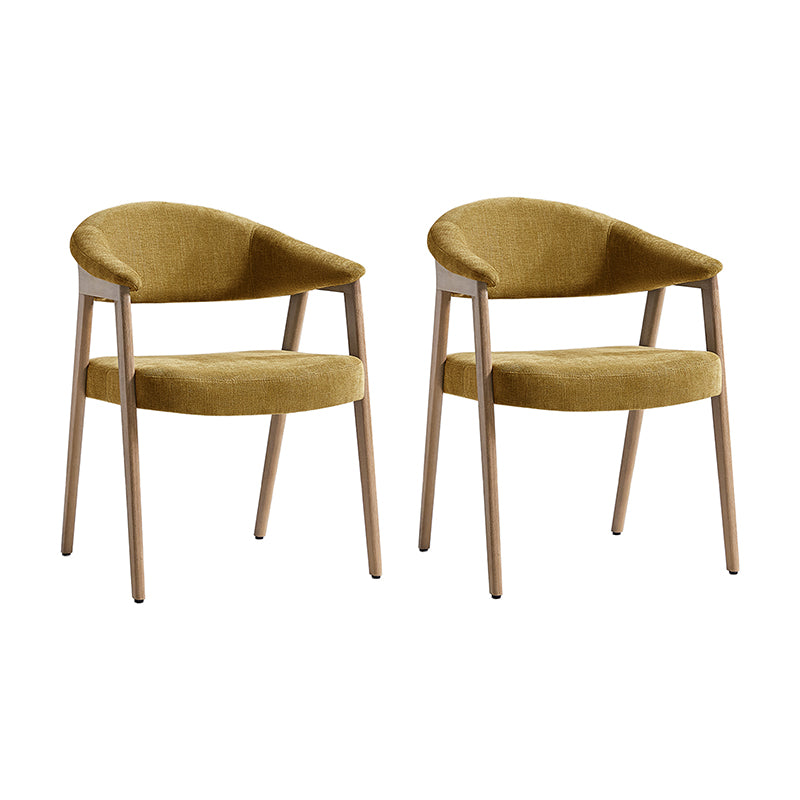 Elena Mid-Century Modern Upholstered Dining Chair with Solid Wood Legs,Set Of 2