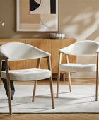 Elena Mid-Century Modern Upholstered Dining Chair with Solid Wood Legs,Set Of 2