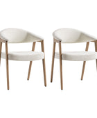 Elena Mid-Century Modern Upholstered Dining Chair with Solid Wood Legs,Set Of 2