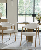 Elena Mid-Century Modern Upholstered Dining Chair with Solid Wood Legs,Set Of 2