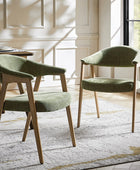 Elena Mid-Century Modern Upholstered Dining Chair with Solid Wood Legs,Set Of 2