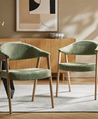 Elena Mid-Century Modern Upholstered Dining Chair with Solid Wood Legs,Set Of 2