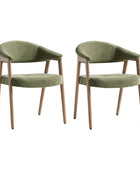 Elena Mid-Century Modern Upholstered Dining Chair with Solid Wood Legs,Set Of 2