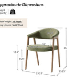 Elena Mid-Century Modern Upholstered Dining Chair with Solid Wood Legs,Set Of 2