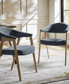 Elena Mid-Century Modern Upholstered Dining Chair with Solid Wood Legs,Set Of 2