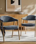 Elena Mid-Century Modern Upholstered Dining Chair with Solid Wood Legs,Set Of 2