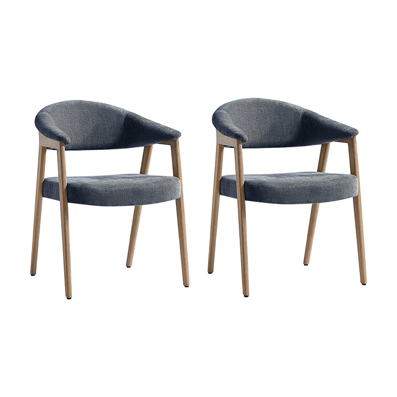 Elena Mid-Century Modern Upholstered Dining Chair with Solid Wood Legs,Set Of 2