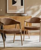 Elena Mid-Century Modern Upholstered Dining Chair with Solid Wood Legs,Set Of 2