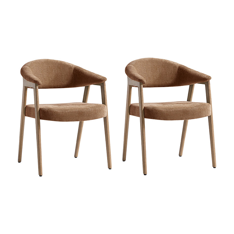 Elena Mid-Century Modern Upholstered Dining Chair with Solid Wood Legs,Set Of 2