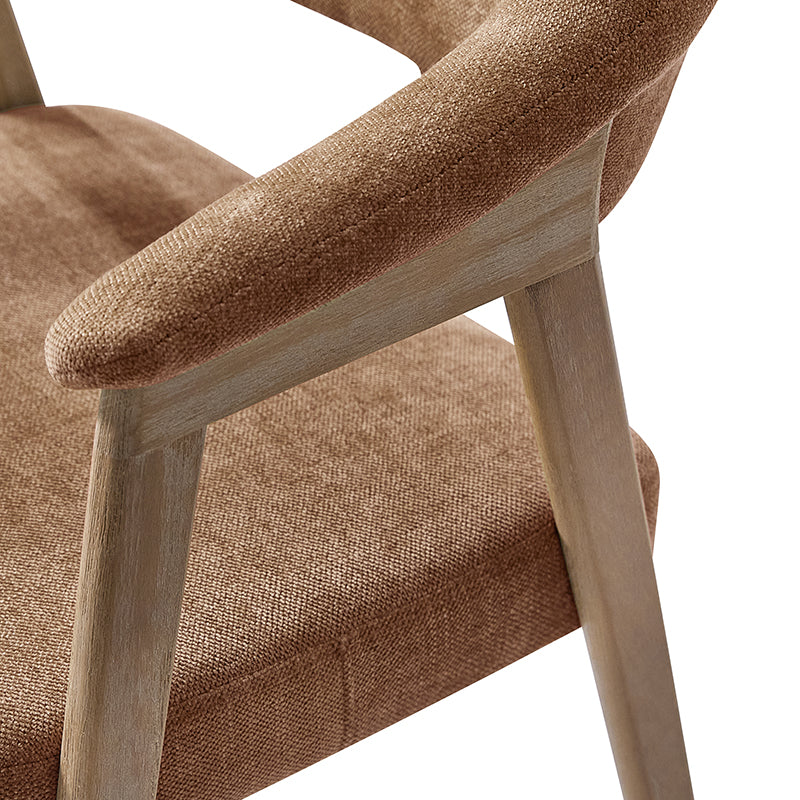 Elena Mid-Century Modern Upholstered Dining Chair with Solid Wood Legs,Set Of 2