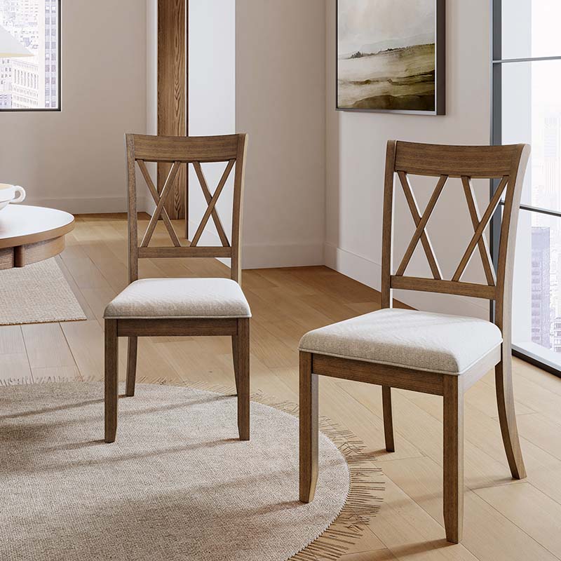 Amaya Rustic Modern Farmhouse Solid Wood Dining Chair,Set of 2