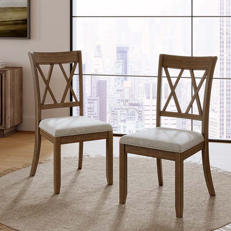 Amaya Rustic Modern Farmhouse Solid Wood Dining Chair,Set of 2