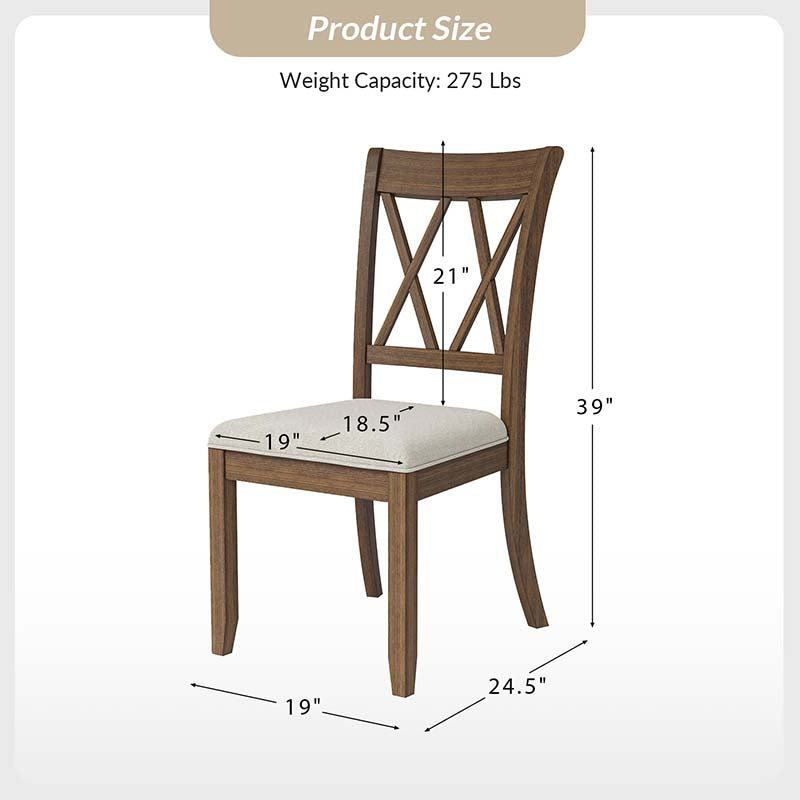 Amaya Rustic Modern Farmhouse Solid Wood Dining Chair,Set of 2