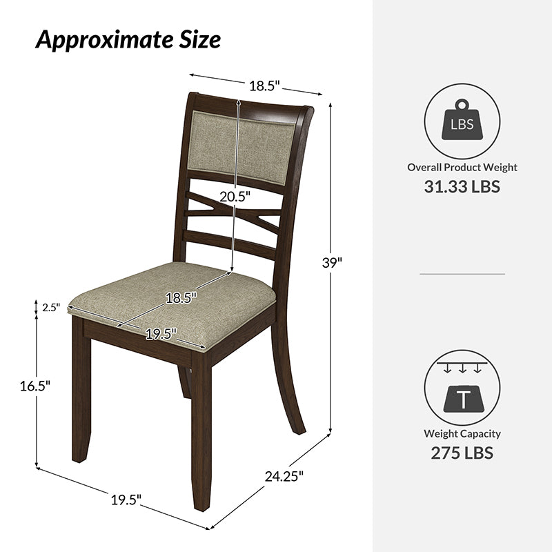 Emilio Classic Dining Chair Set of 2 with Solid wood legs