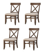 American Country Solid Wood Crossback Dining Chair with Fabric Seat,Set of 2