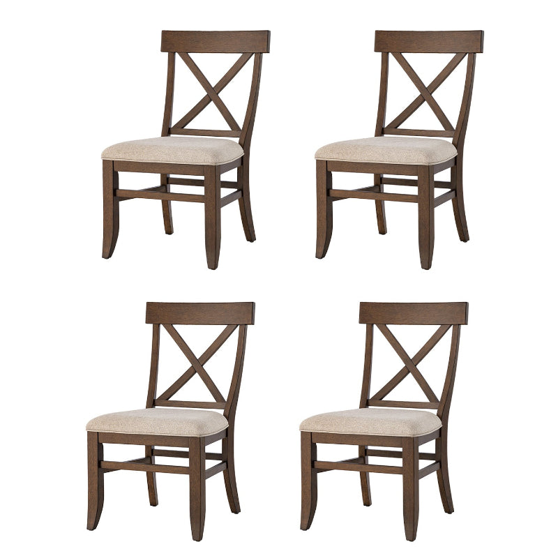 American Country Solid Wood Crossback Dining Chair with Fabric Seat,Set of 2