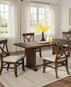 American Country Solid Wood Crossback Dining Chair with Fabric Seat,Set of 2