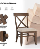 American Country Solid Wood Crossback Dining Chair with Fabric Seat,Set of 2