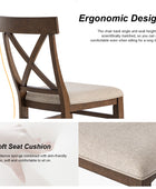 American Country Solid Wood Crossback Dining Chair with Fabric Seat,Set of 2