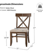 American Country Solid Wood Crossback Dining Chair with Fabric Seat,Set of 2