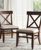 American Country Solid Wood Crossback Dining Chair with Fabric Seat,Set of 2