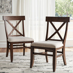 American Country Solid Wood Crossback Dining Chair with Fabric Seat,Set of 2