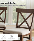 American Country Solid Wood Crossback Dining Chair with Fabric Seat,Set of 2