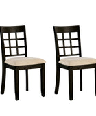 Paulina American Country Solid Wood Checkered Back Dining Chair,Set of 2