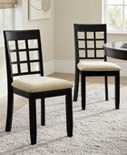 Paulina American Country Solid Wood Checkered Back Dining Chair,Set of 2