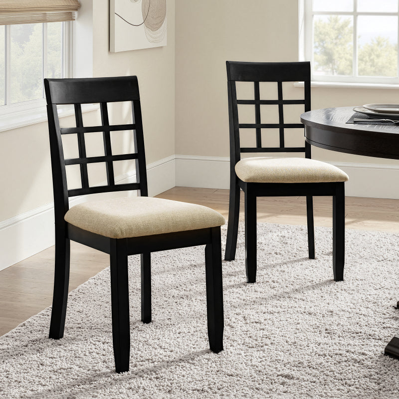 Paulina American Country Solid Wood Checkered Back Dining Chair,Set of 2