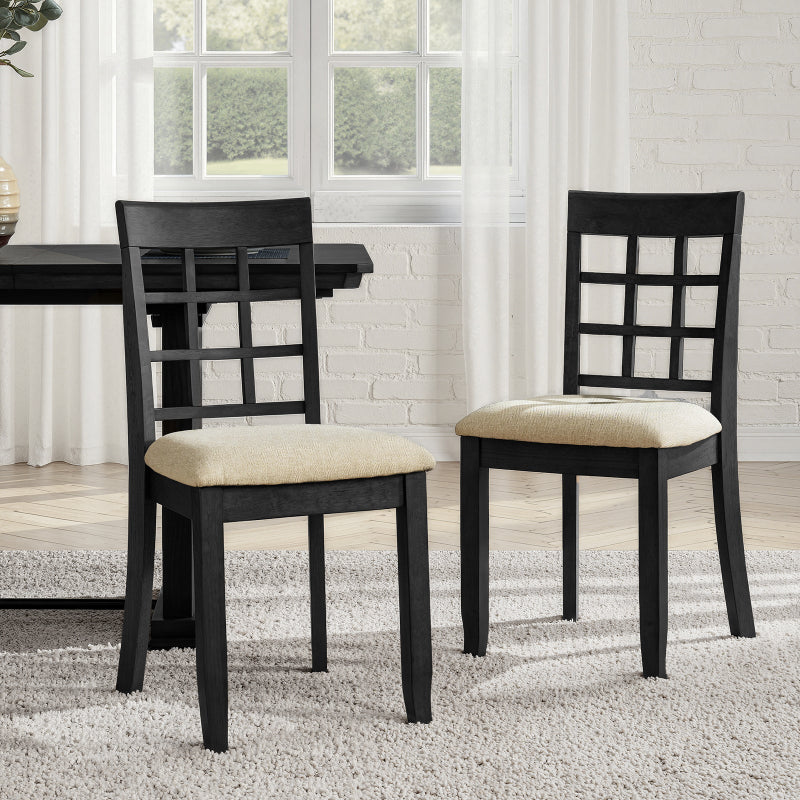 Paulina American Country Solid Wood Checkered Back Dining Chair,Set of 2