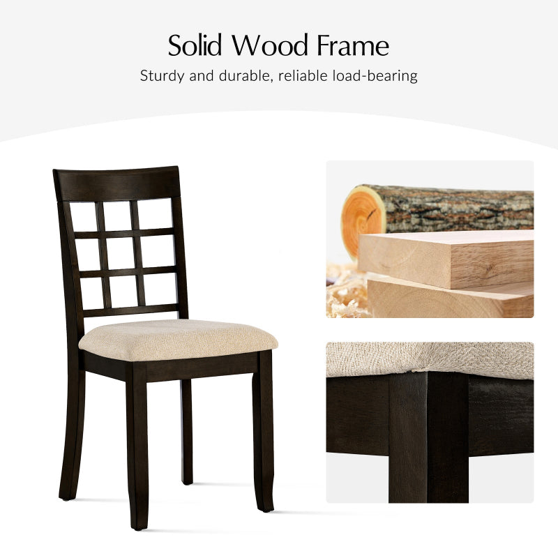 Paulina American Country Solid Wood Checkered Back Dining Chair,Set of 2