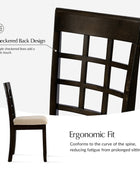 Paulina American Country Solid Wood Checkered Back Dining Chair,Set of 2