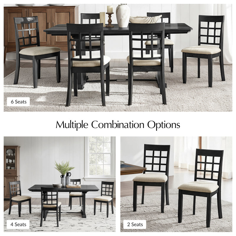 Paulina American Country Solid Wood Checkered Back Dining Chair,Set of 2