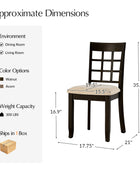 Paulina American Country Solid Wood Checkered Back Dining Chair,Set of 2