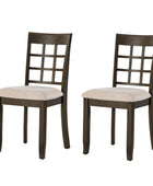 Paulina American Country Solid Wood Checkered Back Dining Chair,Set of 2