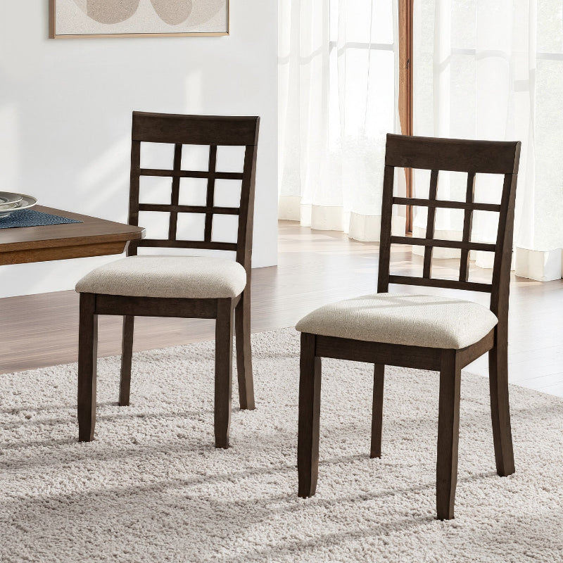 Paulina American Country Solid Wood Checkered Back Dining Chair,Set of 2