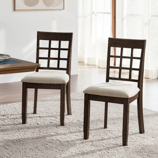 Paulina American Country Solid Wood Checkered Back Dining Chair,Set of 2