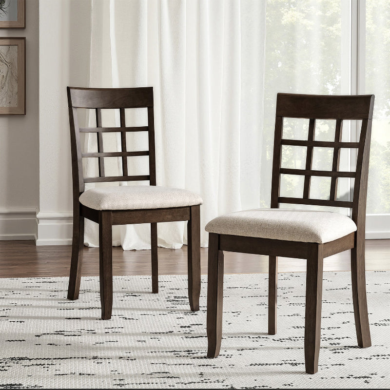 Paulina American Country Solid Wood Checkered Back Dining Chair,Set of 2
