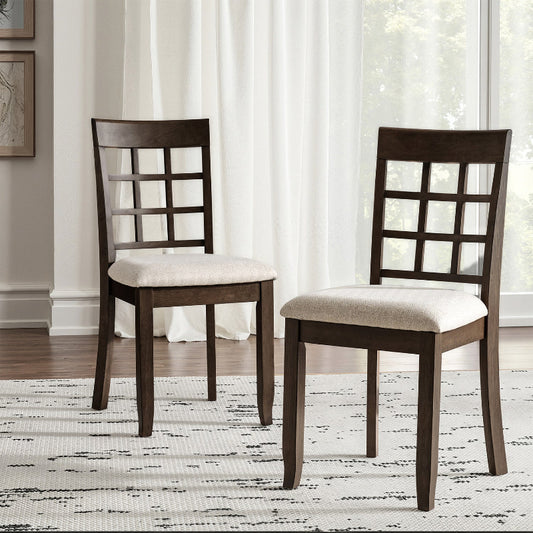 Paulina American Country Solid Wood Checkered Back Dining Chair,Set of 2