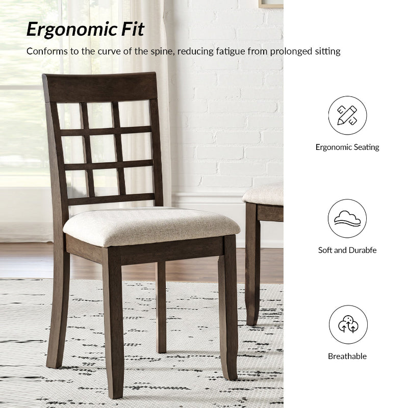 Paulina American Country Solid Wood Checkered Back Dining Chair,Set of 2