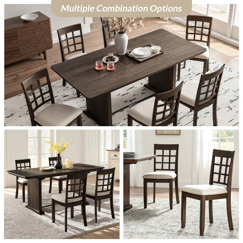 Paulina American Country Solid Wood Checkered Back Dining Chair,Set of 2