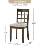 Paulina American Country Solid Wood Checkered Back Dining Chair,Set of 2