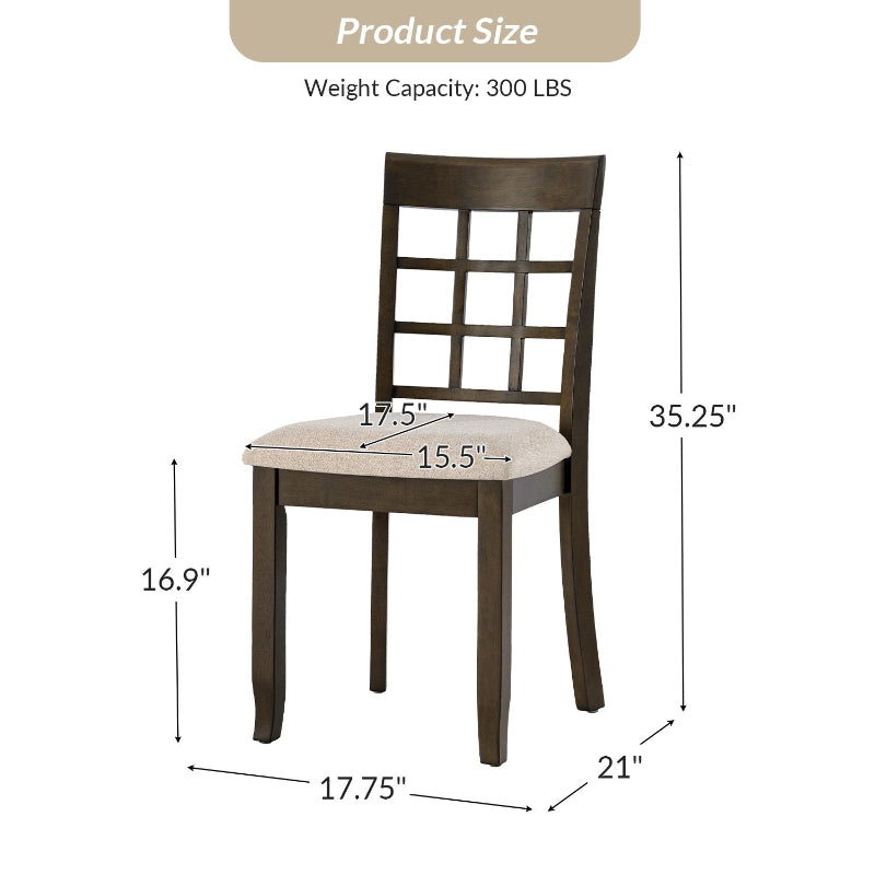 Paulina American Country Solid Wood Checkered Back Dining Chair,Set of 2
